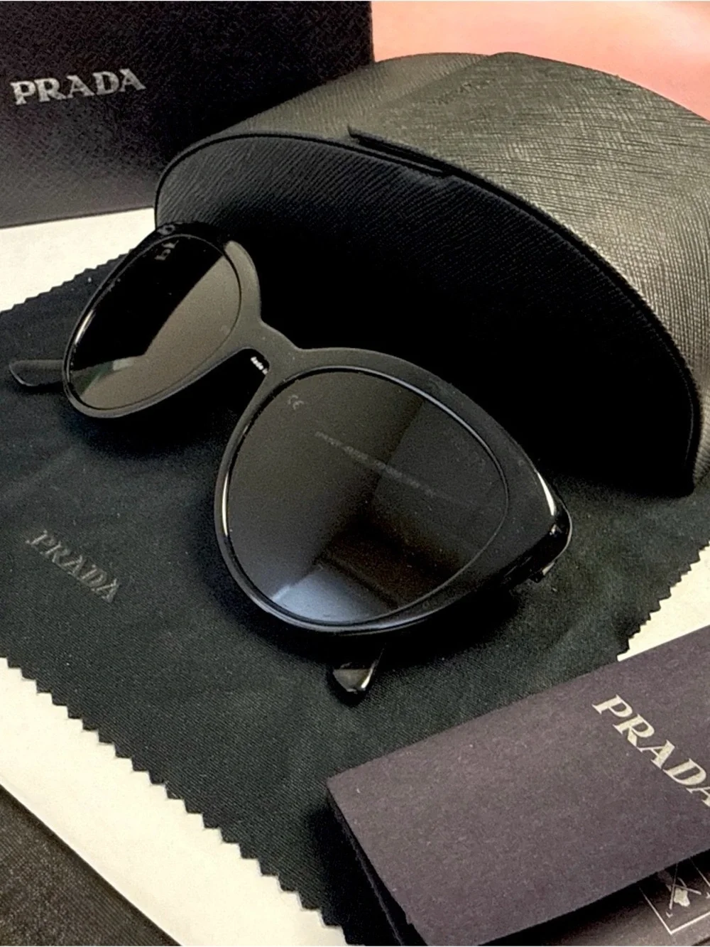Prada Black Gloss Cat-Eye Sunglasses